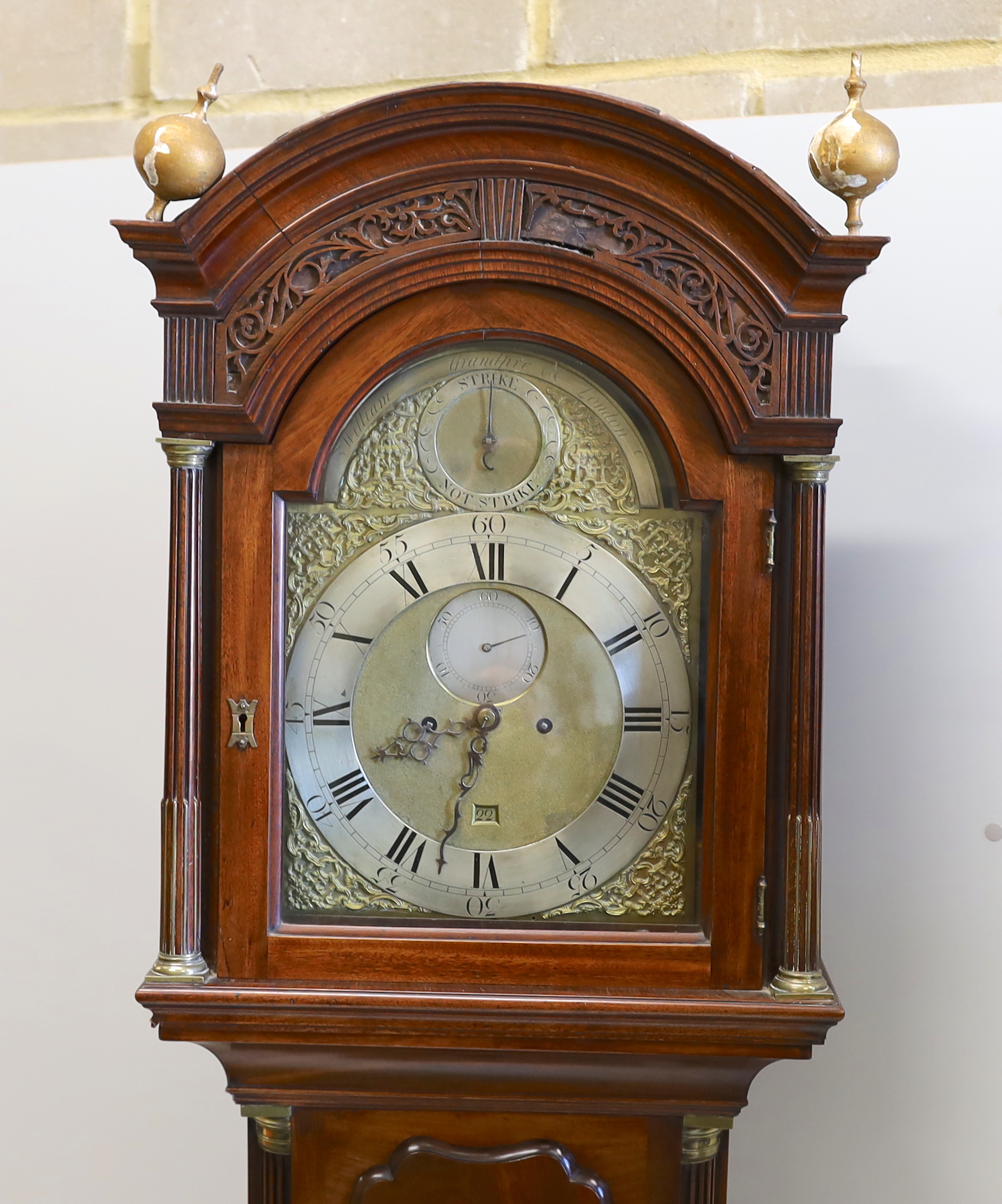 A George III mahogany longcase clock by William Grandpre, London, height 232cm